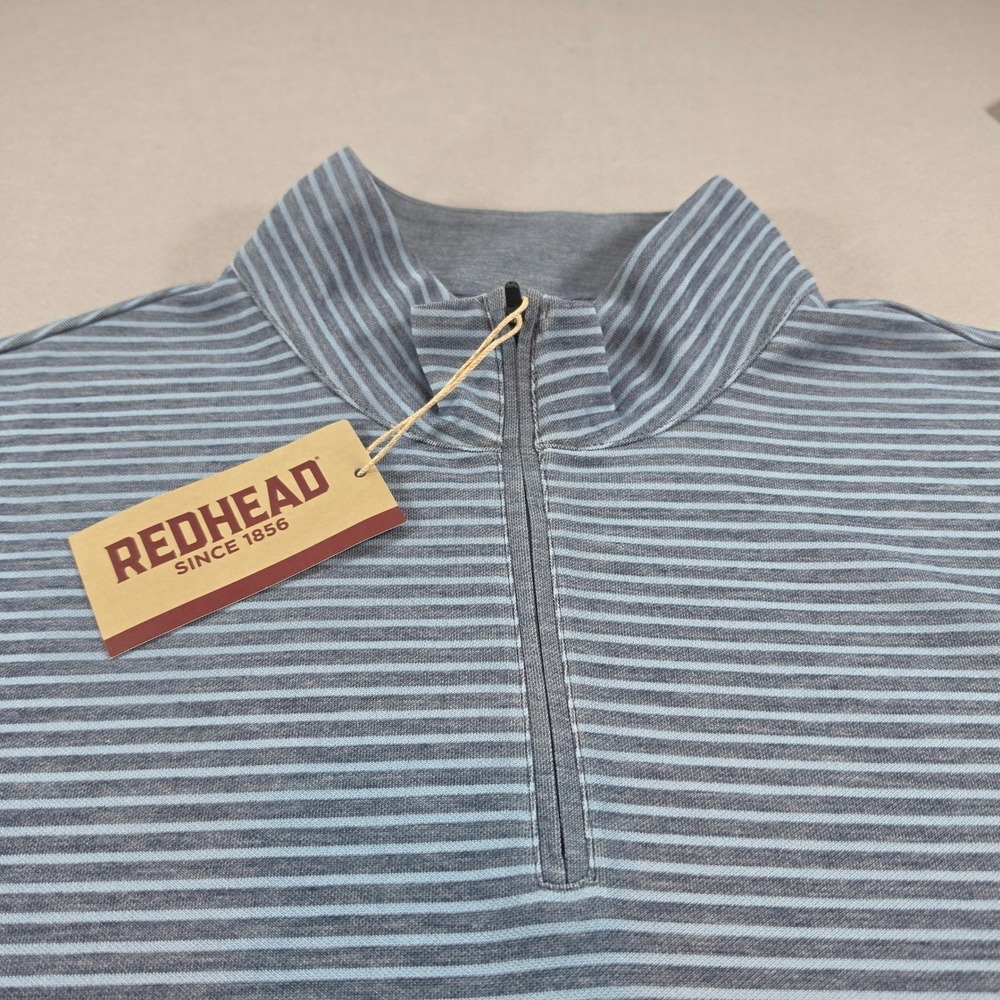 RedHead Mens XL Blue Stripe 1/4 Zip Pullover Sweater GrandpaCore Gorpcore NWT